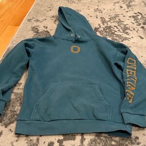 Mens SZ S OVERTIME Teal Hoodie with Gold Lettering